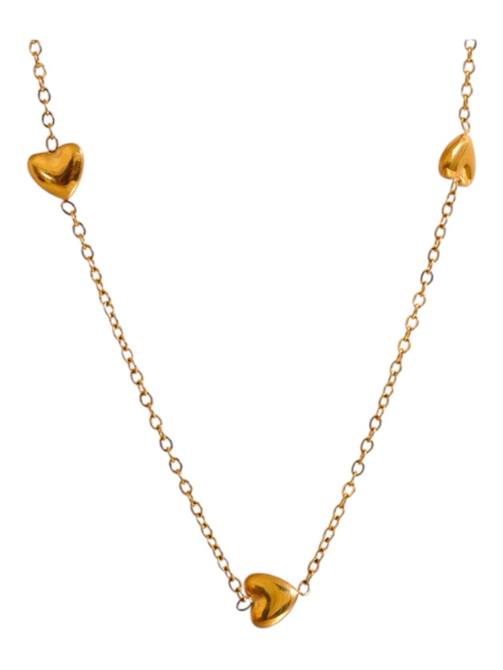 Delicate Gold Heart Station Necklace - Women Jewelry